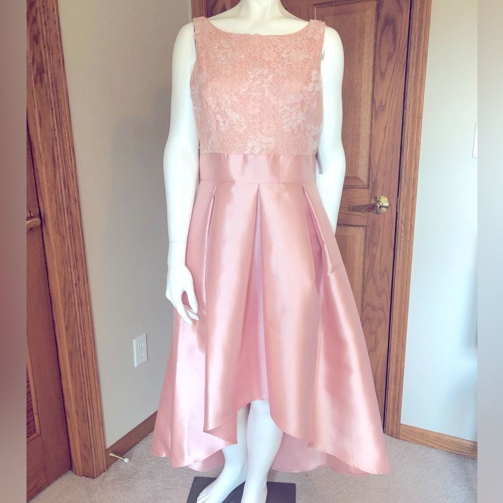 Light rose pink formal asymmetrical dress